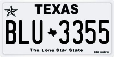 TX license plate BLU3355