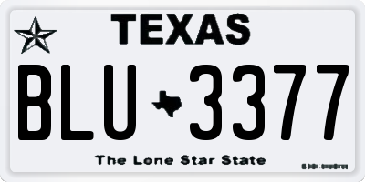 TX license plate BLU3377