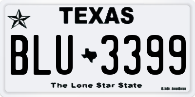 TX license plate BLU3399