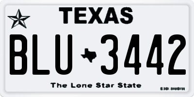 TX license plate BLU3442