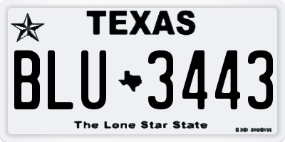 TX license plate BLU3443