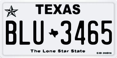TX license plate BLU3465