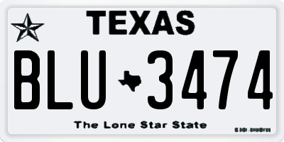 TX license plate BLU3474