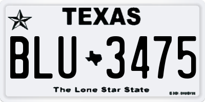 TX license plate BLU3475