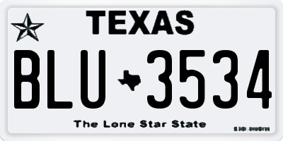 TX license plate BLU3534