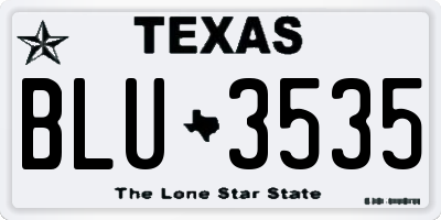TX license plate BLU3535