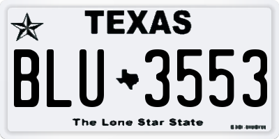 TX license plate BLU3553