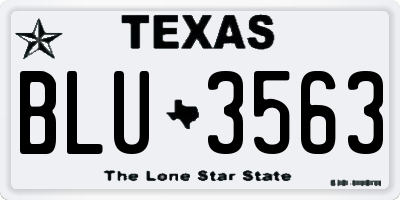 TX license plate BLU3563