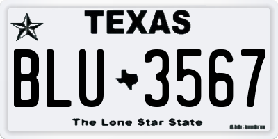 TX license plate BLU3567