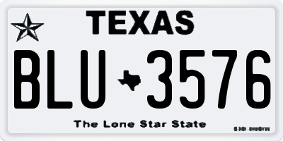 TX license plate BLU3576