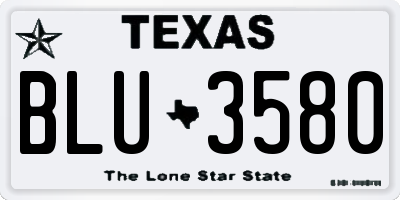 TX license plate BLU3580