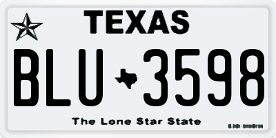 TX license plate BLU3598