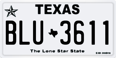 TX license plate BLU3611