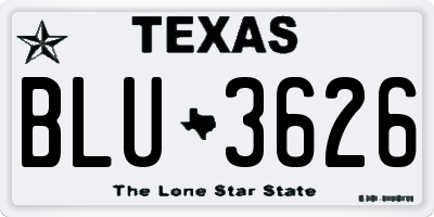 TX license plate BLU3626