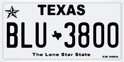 TX license plate BLU3800