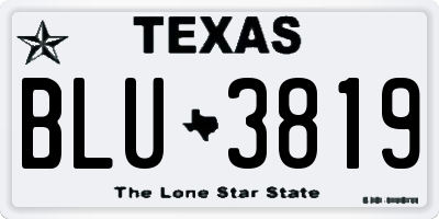 TX license plate BLU3819