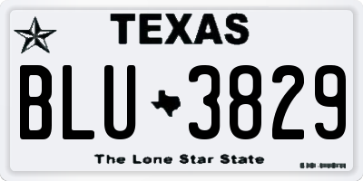 TX license plate BLU3829
