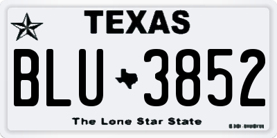 TX license plate BLU3852
