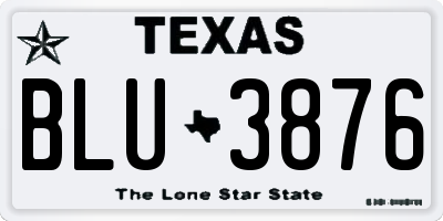 TX license plate BLU3876