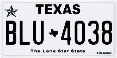 TX license plate BLU4038
