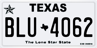 TX license plate BLU4062