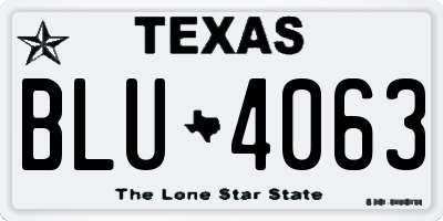 TX license plate BLU4063