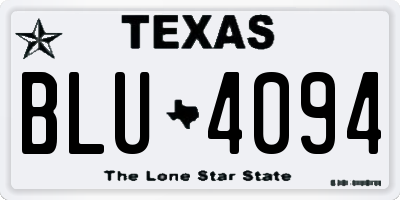 TX license plate BLU4094