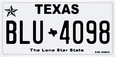 TX license plate BLU4098