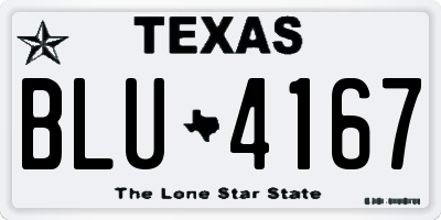 TX license plate BLU4167