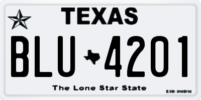 TX license plate BLU4201