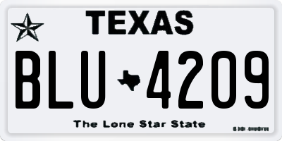 TX license plate BLU4209