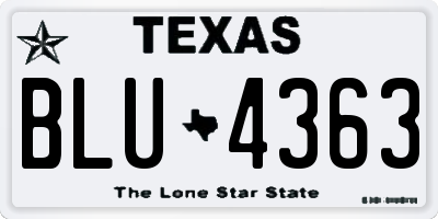 TX license plate BLU4363