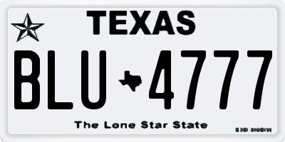 TX license plate BLU4777
