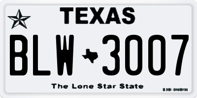 TX license plate BLW3007