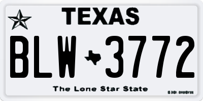 TX license plate BLW3772
