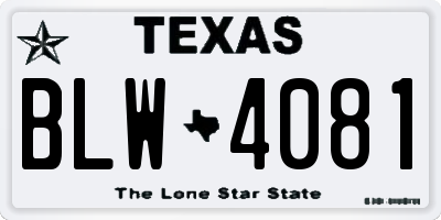 TX license plate BLW4081
