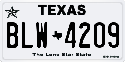 TX license plate BLW4209