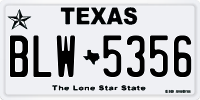 TX license plate BLW5356