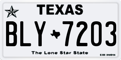 TX license plate BLY7203