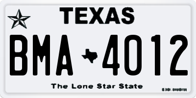 TX license plate BMA4012