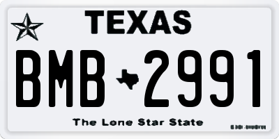 TX license plate BMB2991