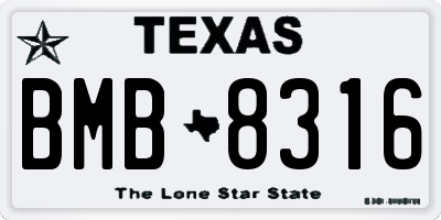 TX license plate BMB8316