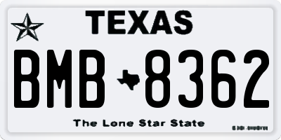TX license plate BMB8362