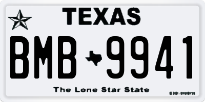 TX license plate BMB9941