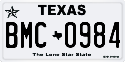 TX license plate BMC0984