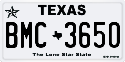 TX license plate BMC3650