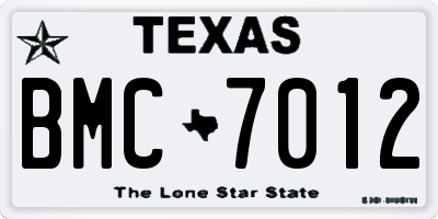 TX license plate BMC7012