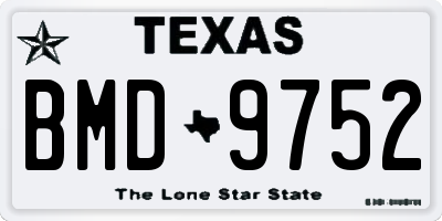 TX license plate BMD9752