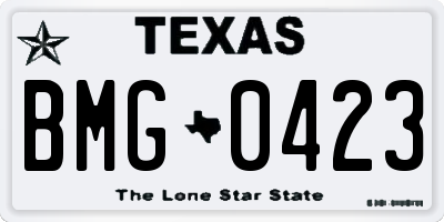 TX license plate BMG0423