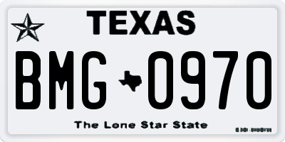 TX license plate BMG0970